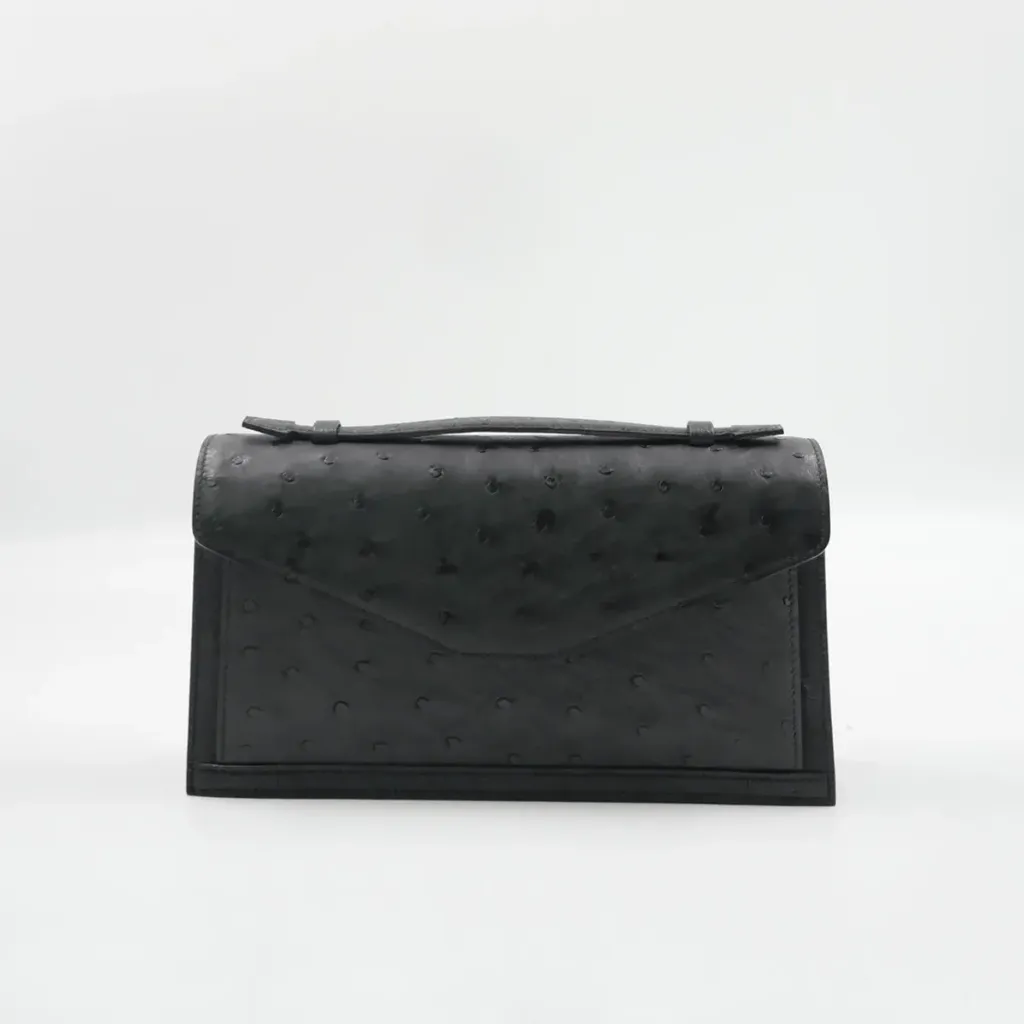 [BC2684 - 25 - 1OTAX0] Cervin With Handle Bag # 25 : Ostrich (Black, G)